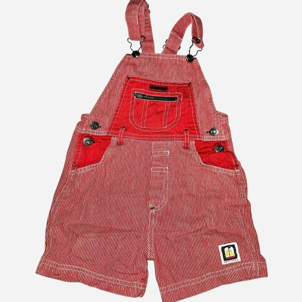 Vintage Duck Head Red & White Striped Kids Overalls (4T)